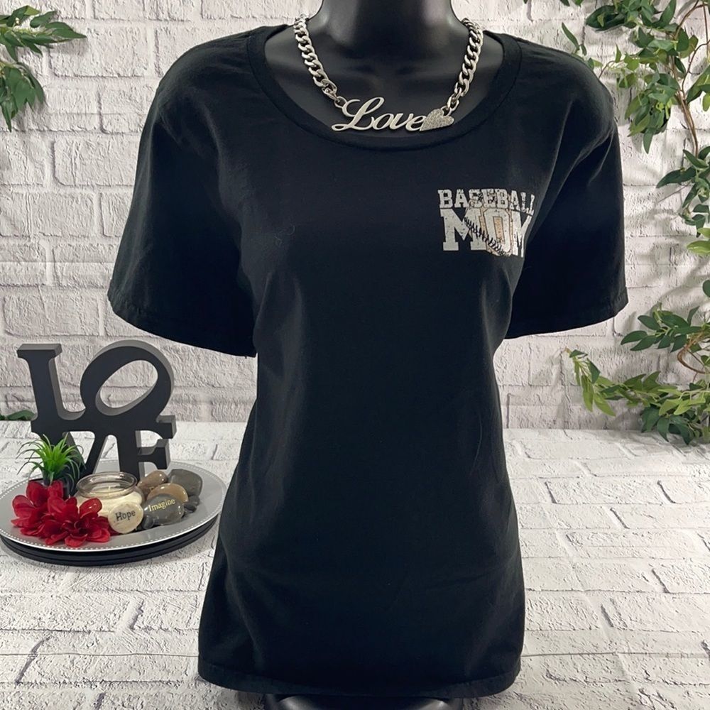 Women’s Teespring Black Baseball Cotton Graphic Short Sleeve T-Shirt (3X) BE11